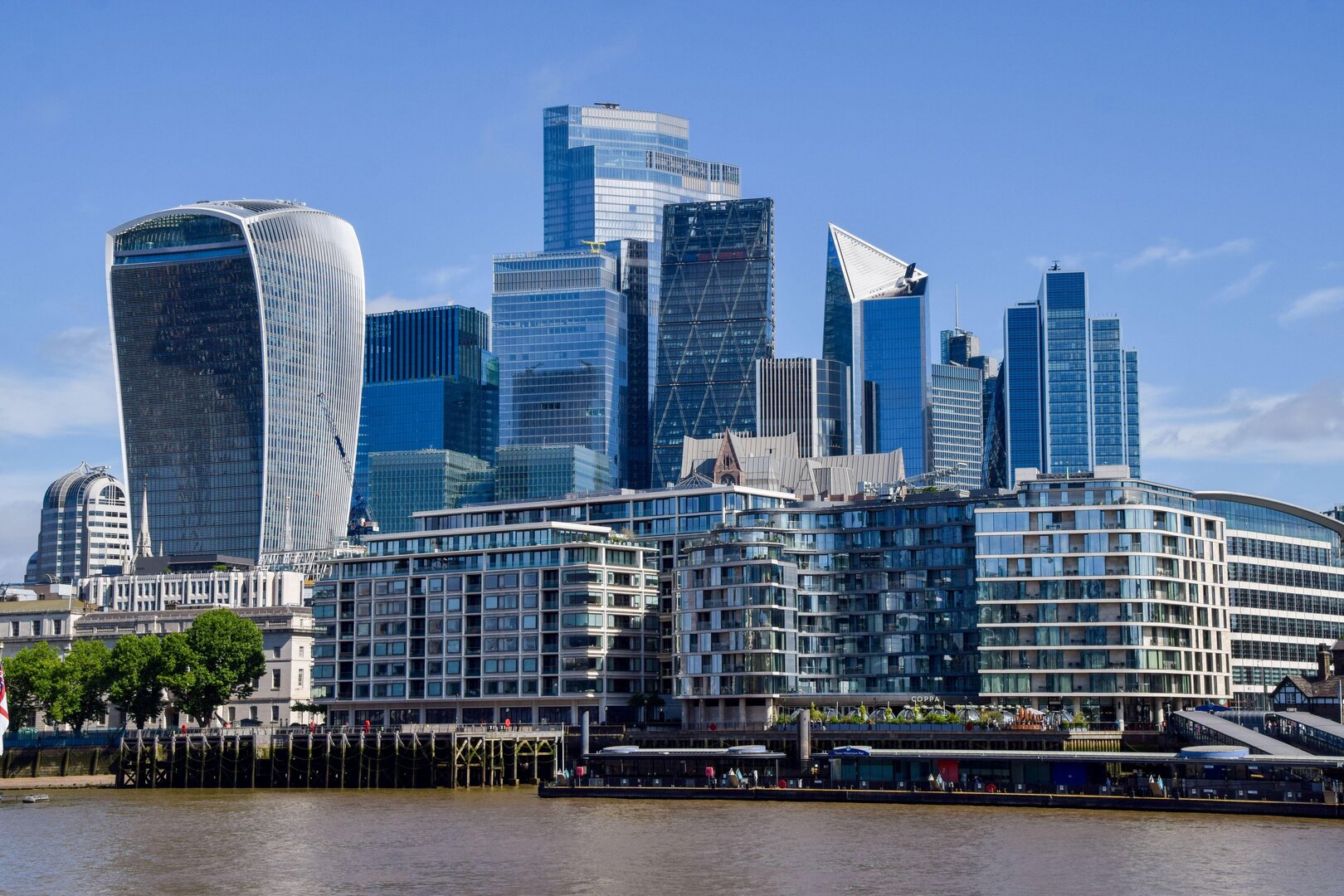 City of London skyline with modern skyscrapers and buildings.